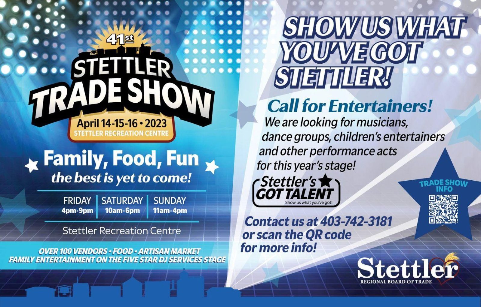 Trade show april 14 16 call for entertainers